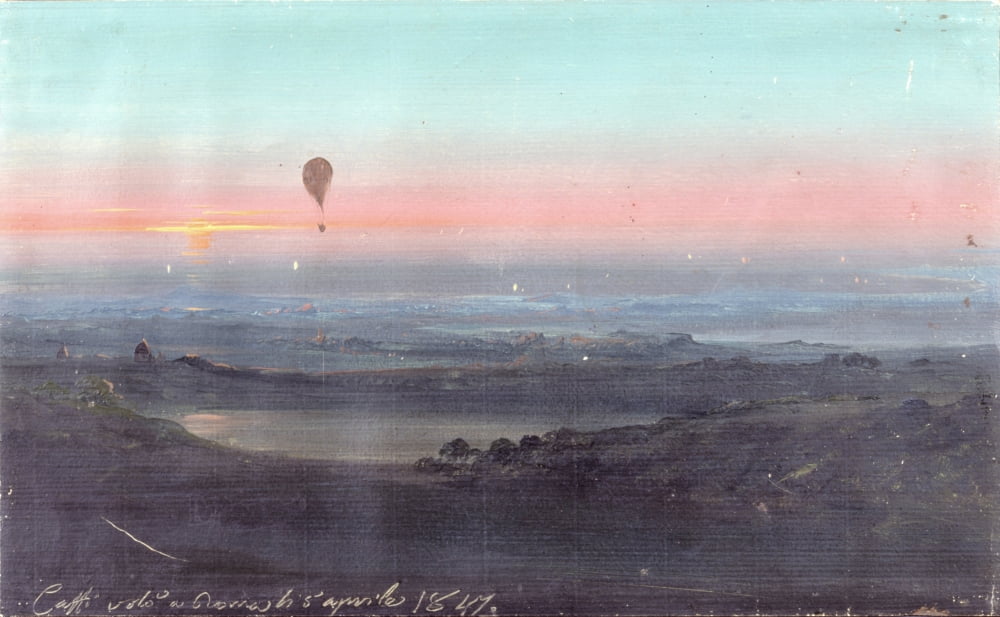Balloon Ascension In The Roman Countryside Canvas Art -  (24 x 18)