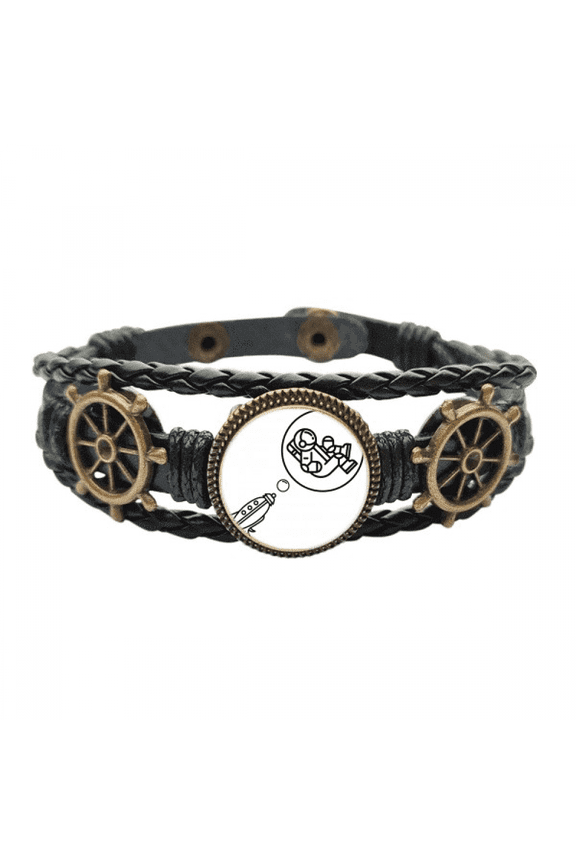 Balloon Astronaut Bubbles Leather Braided Ocean Bracelet Wristband