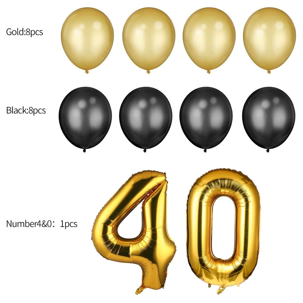 Balloon Birthday Decorations Air Balloon Number Latex Reusable Anniversary Event Supplies, 40th Birthday