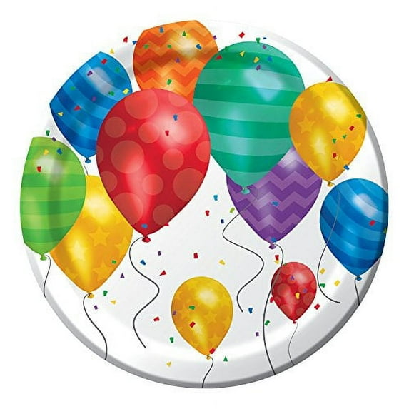 Balloon Blast Round Paper Dessert Plates 8 Count for 8 Guests