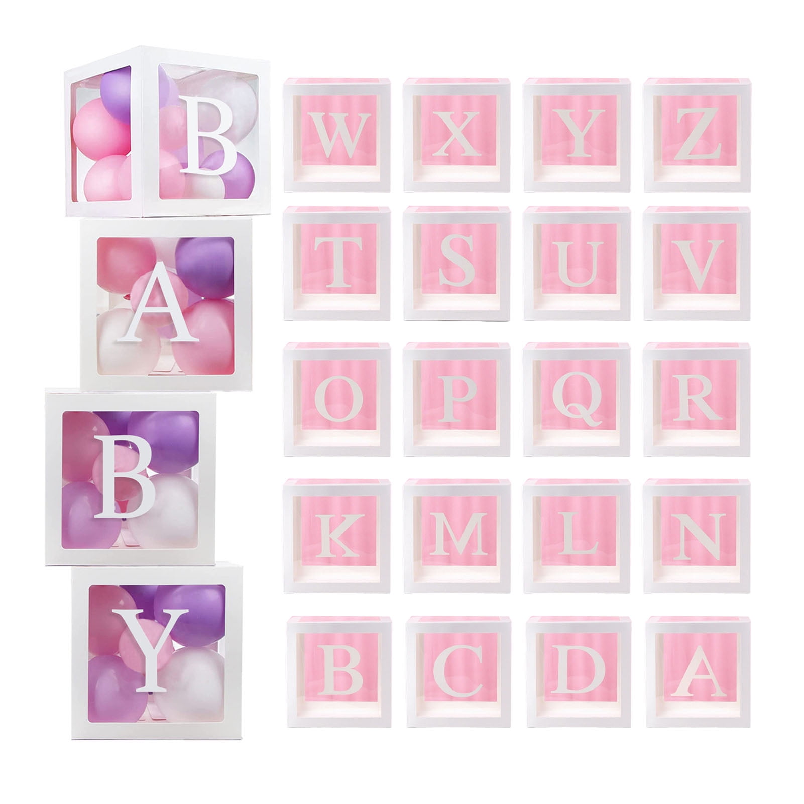 Balloon Box Reusable Clear Paper Box with Letter Stackable DIY Assembly ...