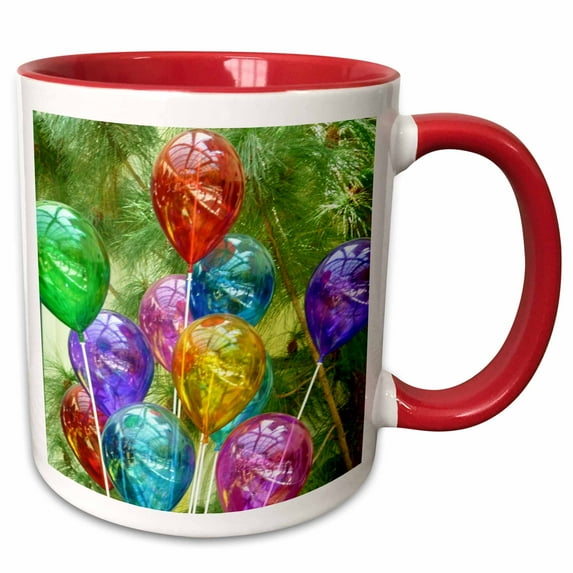 3drose, Balloon Celebration, 15oz Two-tone Red Mug