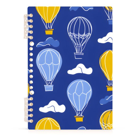 Balloon Cloud Pattern A5 Notebook Refillable 60 Sheets Detachable Ring Binder PP Cover Journal