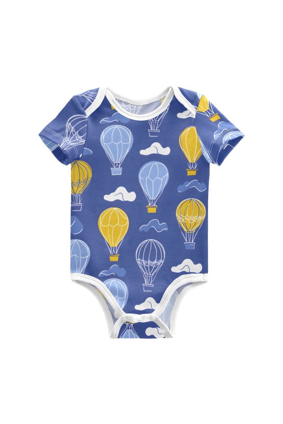 Balloon Cloud Pattern Baby Bodysuits 100% Cotton Short Sleeve for 0-24 Months Baby Golf Outfit 9Months