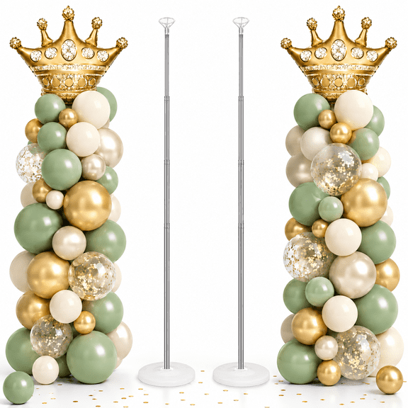 Balloon Column Stand,Balloon Stand Kit Set of 2, Adjustable Balloon Column Stand (1.2ft to 6.5ft), Metal Balloon Stand Kit for Floor & Table, Balloon Tower for Graduation Party Decorations