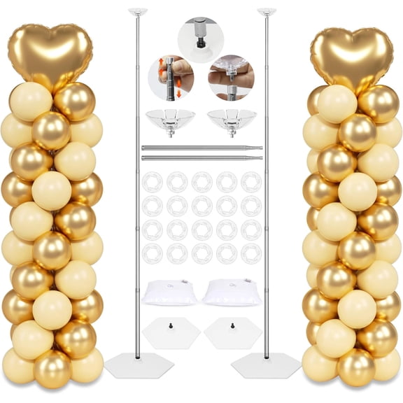 Balloon Column Stand Kit, 7 Feet Height Adjustable Balloon Tower Pillar with Reusable Metal Telescopic Design for Graduation, Wedding, Birthday Party Decoration