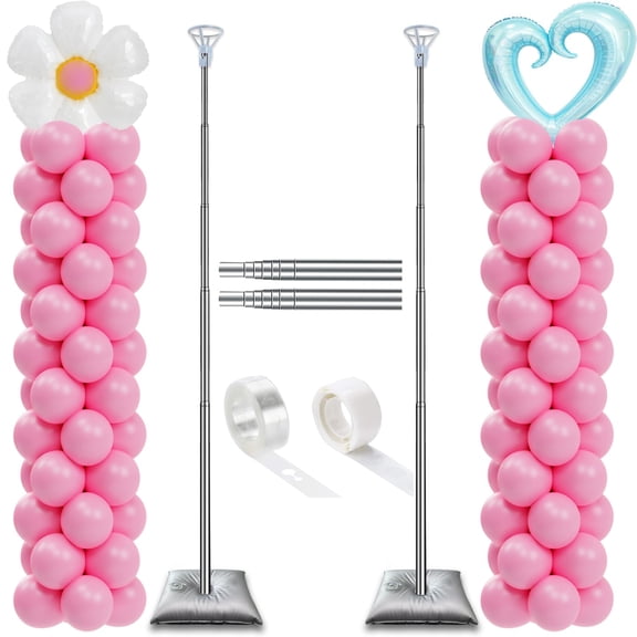 Balloon Column Stand Set Of 2 Adjustable 7 Foot Floor Balloon Tower Pillar Kit For Party Decorations