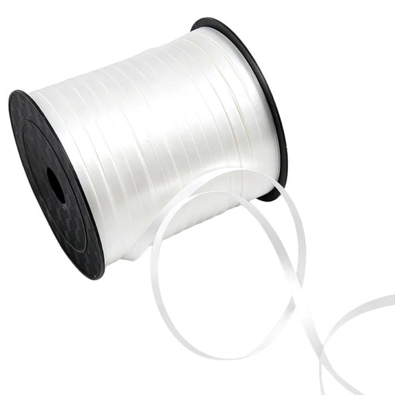Balloon Curling Ribbon Roll, White, 1-Roll, 250 yd, long continuous spool, curlable plastic ribbon, for balloons, gift wrapping, party decor