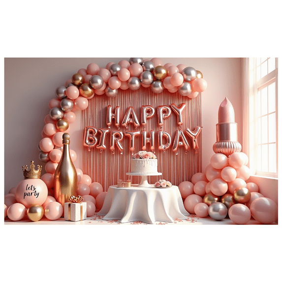 Balloon Decoration Banner Cake Decoration Party Backdrop Crown Decoration for Birthday Party Kids Celebration Indoor Decoration