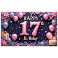 thumbnail image 1 of Balloon Decoration Happy 17th Birthday Floral Theme Party Backdrop for Teen Celebration Indoor Decoration Event, 1 of 7
