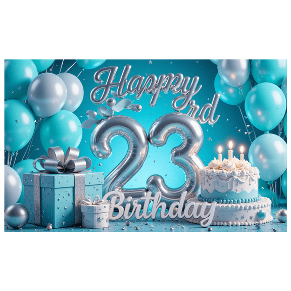 Balloon Decoration Happy 23rd Birthday Banner Gift Design Cake Decoration Star Pattern for Birthday Party Event Celebration