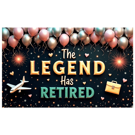 Balloon Design Retirement Banner Decorative Airplane Celebration for Office Party Indoor Decoration Retirement Celebration Event