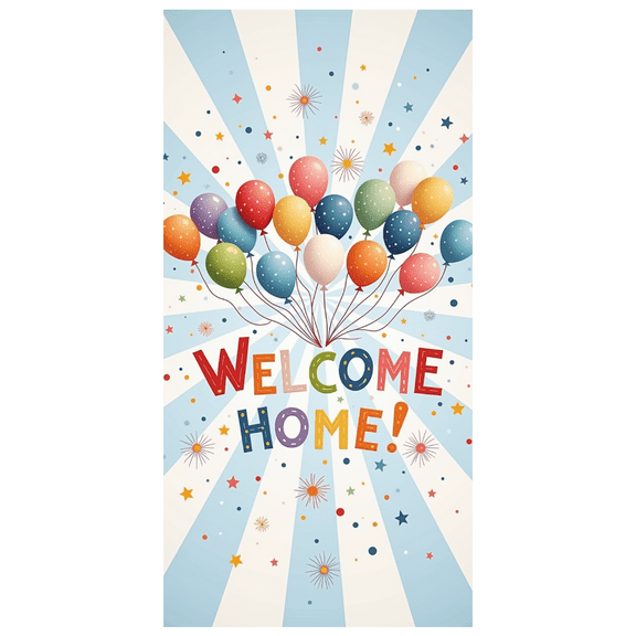 Balloon Design Welcome Home Welcome Banner Colorful Patterns Welcome Sign for Indoor Celebration Party Decoration Homecoming Event