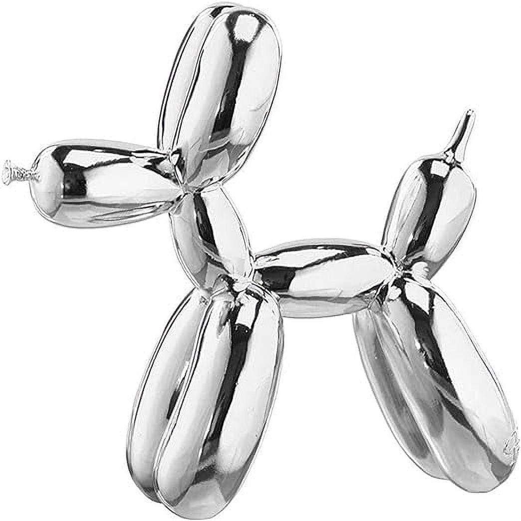 Balloon Dog Sculpture Statue Figurine Home Decor 9" Height (Silver)