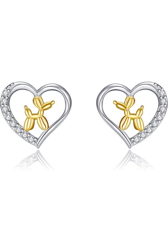 Balloon Dog Stud Earrings S925 Sterling Silver Baloon Dog Animal Earrings Jewelry For Women Female