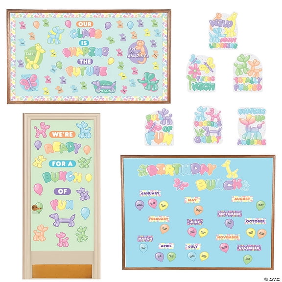 Balloon Dog-Themed Cardstock Bulletin Board & Classroom Decorating Kit - 27 Pieces