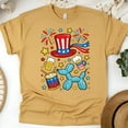 thumbnail image 1 of Balloon Dog and Patriotic Fun T-Shirt for Adults, Cartoon Beer Drum Hat Graphic Tee, Gold, Size 3XL, 1 of 6