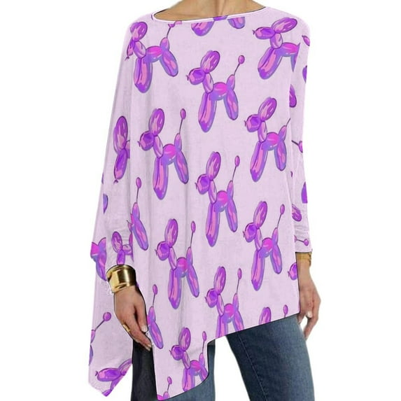 Balloon Dogs T Shirt Animal Print Modern Long Sleeve T Shirts Ladies Street Style Tshirt Oversized Graphic Tees