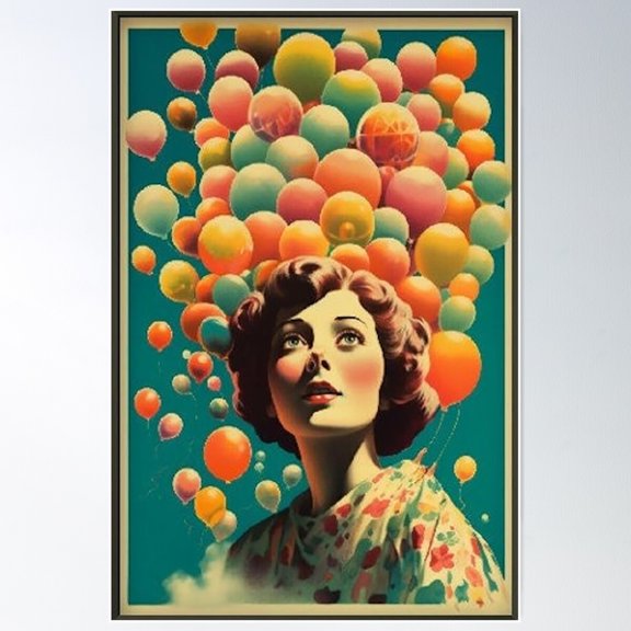 Balloon Dream Hippie Poster Poster Wall Art, Modern Wall Decor For Living Room Bedroom, 12x18 UNFRAMED