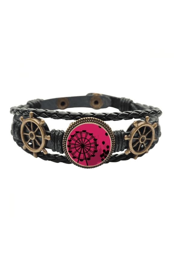 Balloon Ferris Wheel Amusement Park Leather Braided Ocean Bracelet Wristband