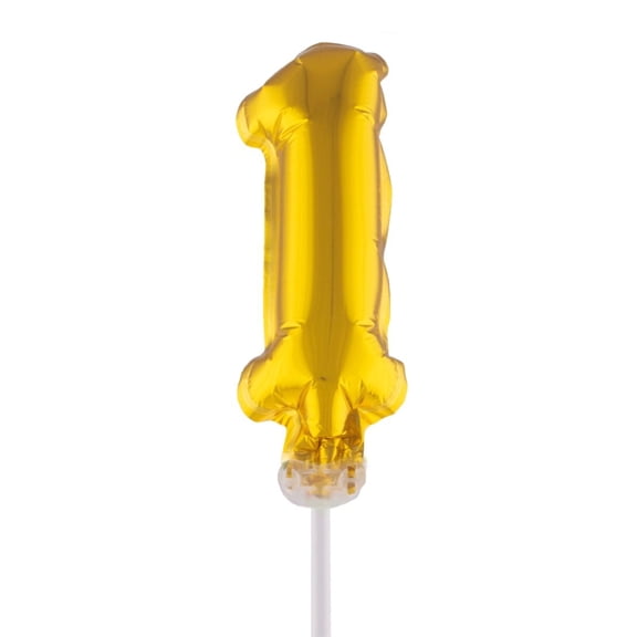 Balloon-Foil-Cake Topper-Number 1-5"-Gold