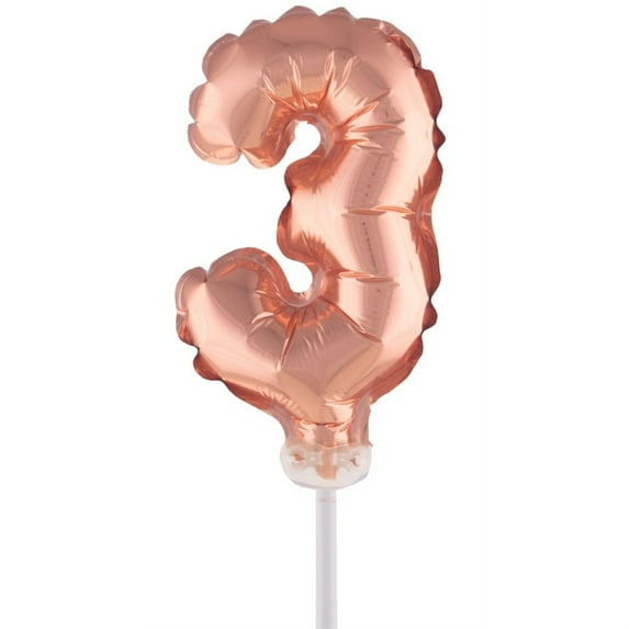 Balloon-Foil-Cake Topper-Number 3-5"-Rose Gold
