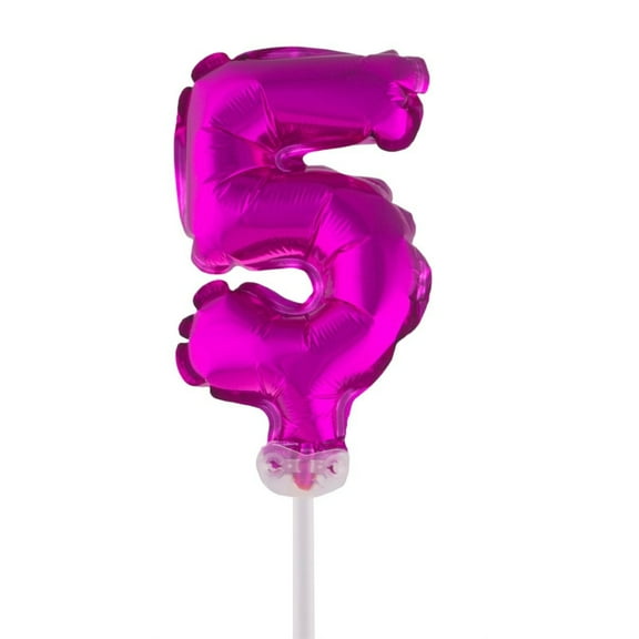 Balloon-Foil-Cake Topper-Number 5-5"-Pink