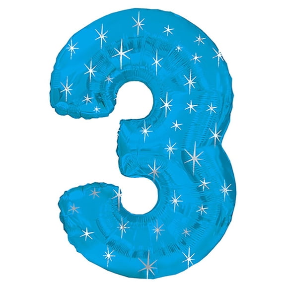 "Balloon Foil - Number 3 Blue Sparkle"