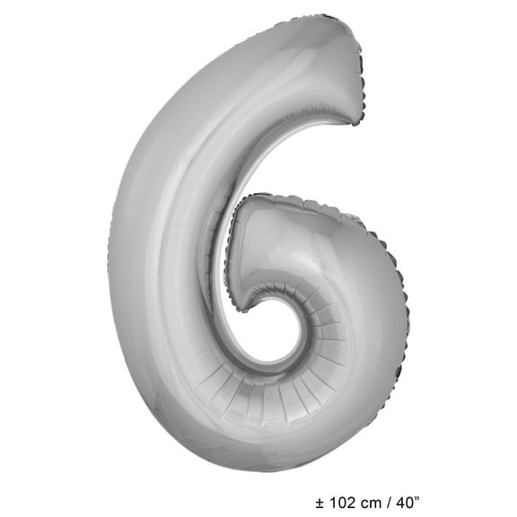 Balloon-Foil-Number 6-40"-Slv