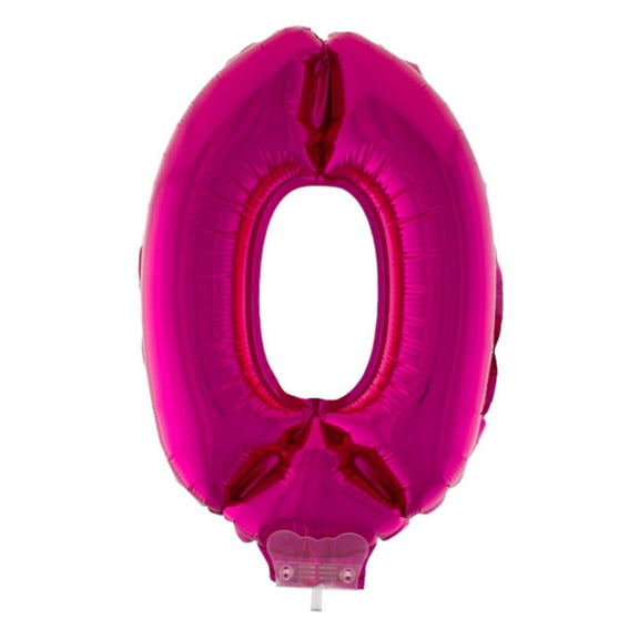 Balloon-Foil on Stick-Number 0-16" Pink