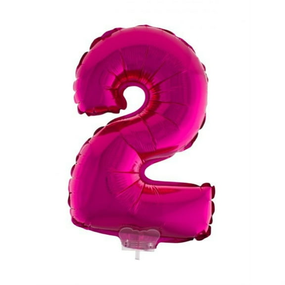 Balloon-Foil on Stick-Number 2-16" Pink