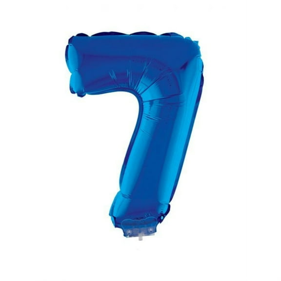 Balloon-Foil on Stick-Number 7-16" Blue