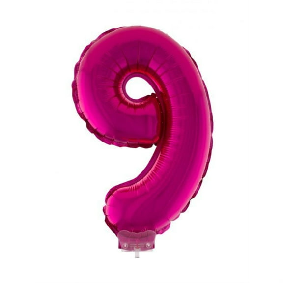 Balloon-Foil on Stick-Number 9-16" Pink