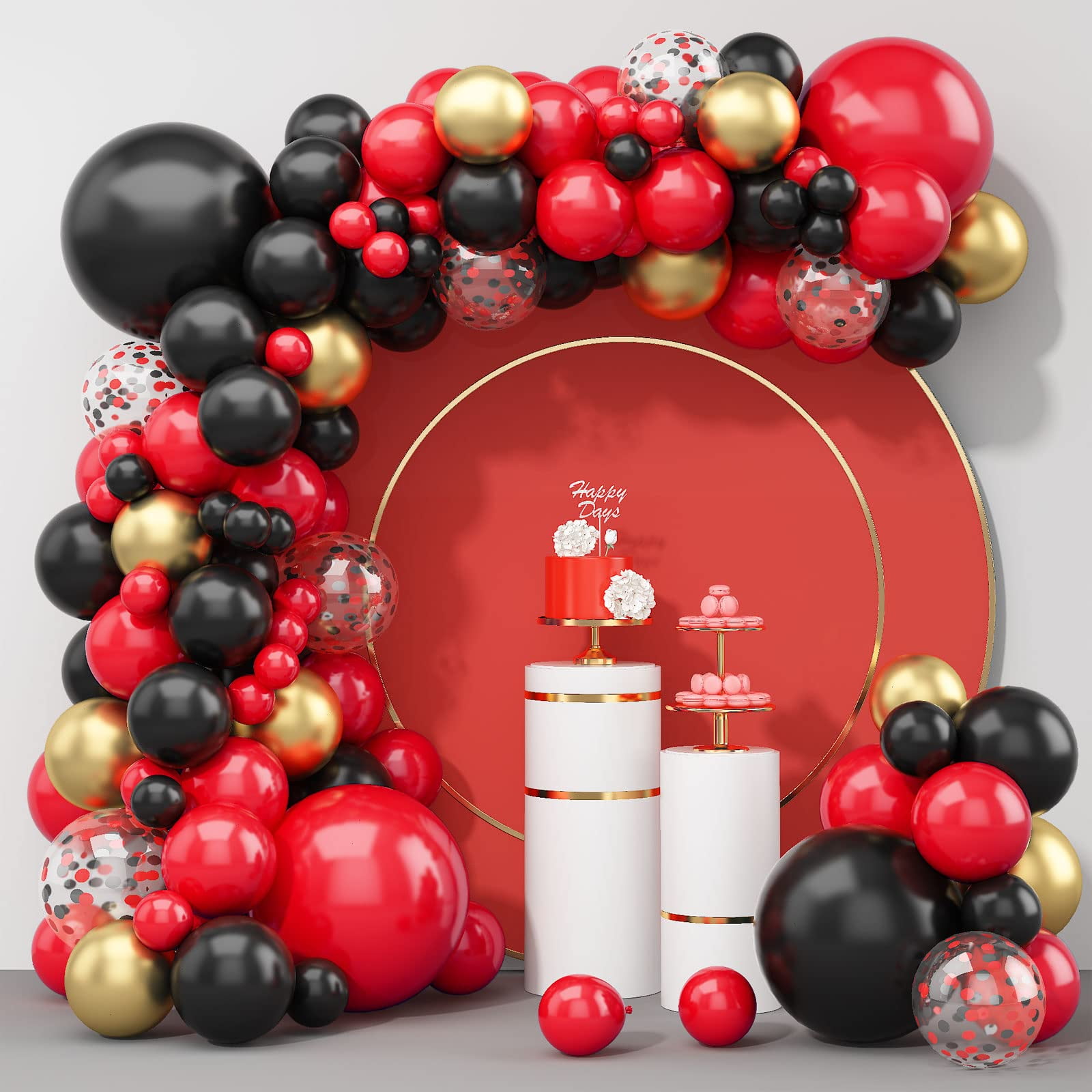 Balloon Garland Kit Red KEF16 Gold, 109PCS Red Metallic Gold Balloon ...