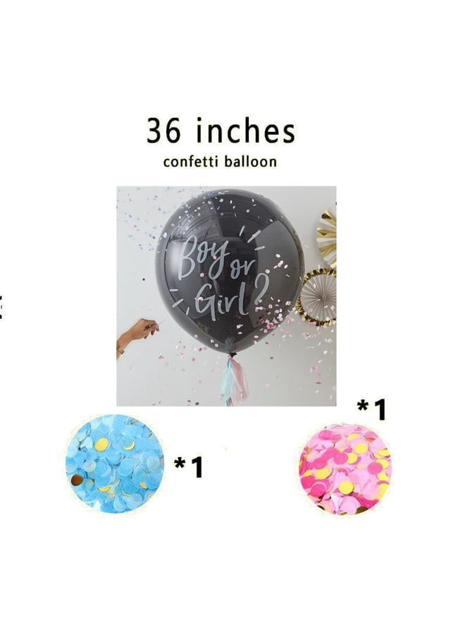 BLOOMWIN Palloncini Gender Reveal 91cm Con Coriandoli Cuore + Palloncini Ragazzo E Ragazza | Kit Decorazione Baby Shower Rosa E Blu