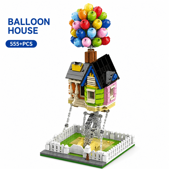 Balloon House Building Block Set, Floating House Building Blocks Model, Creative Mini Building Kit, Display Decor, 555 Pieces
