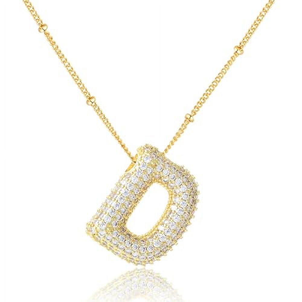 BOSHG Balloon Initial Necklaces for Women Girls, Bubble Letter Necklace 18K Gold Plated Dainty Alphabet Pendant Puffy Name Personalized Jewelry Gift