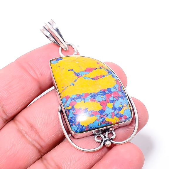 Balloon Jasper Gemstone 925 Sterling Silver Handmade Pendant 2.34" P31
