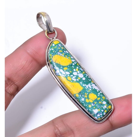Balloon Jasper Gemstone 925 Sterling Silver Handmade Pendant 2.73" P554
