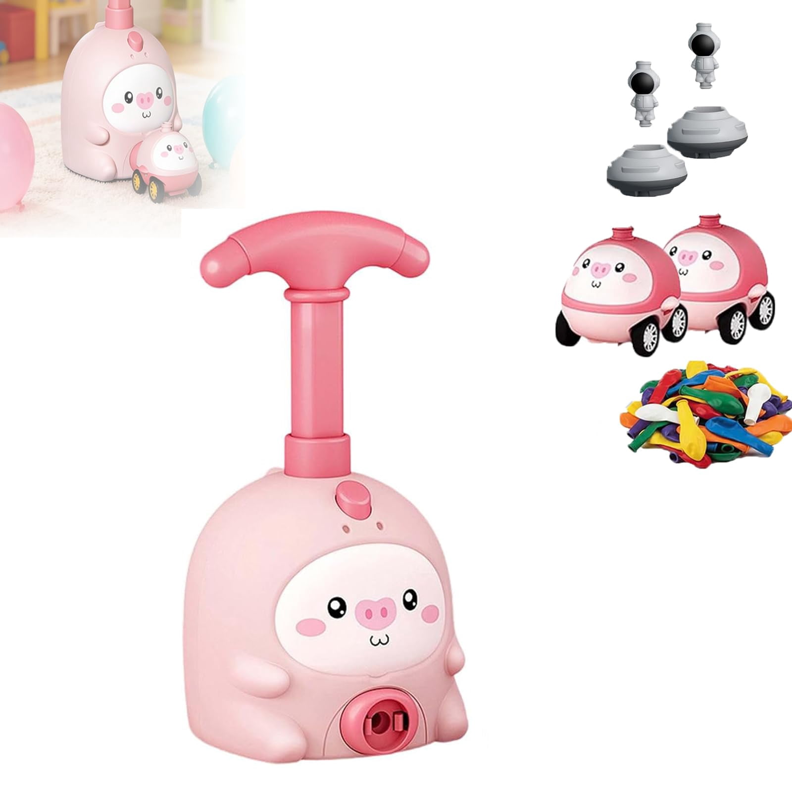 Balloon Launcher Car Toy Set – Animal Air-Powered Balloon Car with Easy ...
