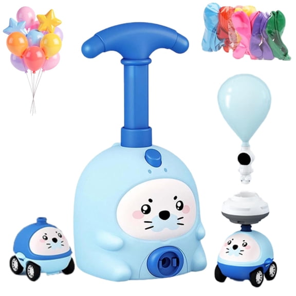 Balloon Launcher Toy Set – 2-in-1 Animal Air-Powered Balloon Car with Manual Pump, DIY Physics Learning Toy, Ground Racing & Flying Fun, Party Favors & Birthday Gift