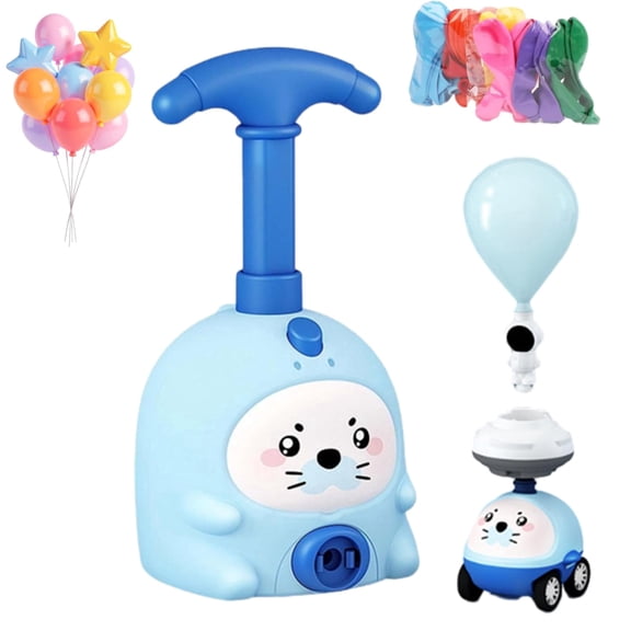 Balloon Launcher Toy Set – 2-in-1 Animal Air-Powered Balloon Car with Manual Pump, DIY Physics Learning Toy, Ground Racing & Flying Fun, Party Favors & Birthday Gift