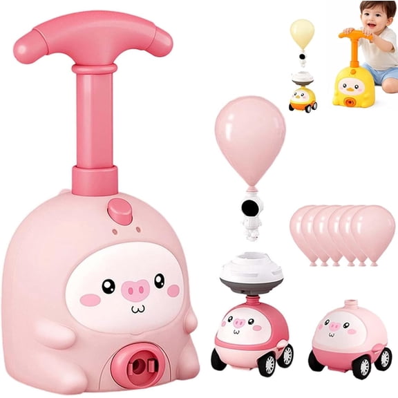Balloon Launcher Toy Set, 2-in-1 Balloons Cars Launcher Set with Manual Pump, Creative Inflatable Pump Racing Car, Scientific Experiment Intelligence Education Children's Toys (Pink)