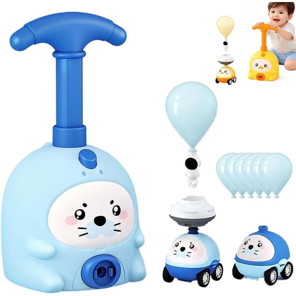 Balloon Launcher Toy Set, 2-in-1 Balloons Cars Launcher Set with Manual Pump, Creative Inflatable Pump Racing Car, Scientific Experiment Intelligence Education Children's Toys (Blue)