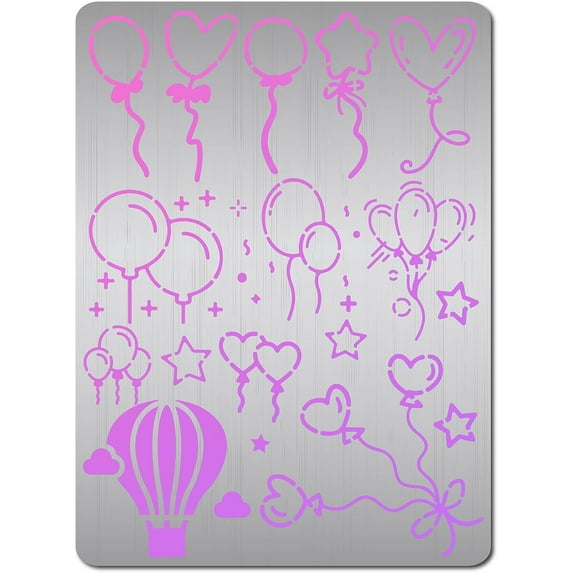 Balloon Metal Stencils Reusable Star Love Heart Hot Air Balloon Stainless Steel Template Stencil for Painting On Wood Floor Scrapbooking Pyrography Engraving Embossing Cards Making