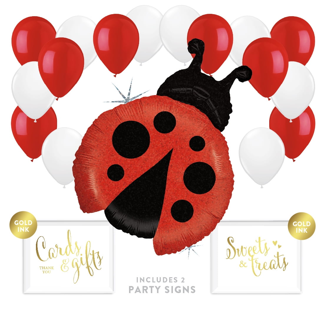 Balloon Party Decoration Kit With Signs, Ladybug Party Theme