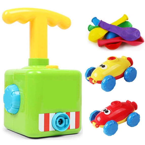 Balloon Powered Car Launcher Toys with Assorted Random Accessories Aerodynamic Wind Racer Vehicle Set