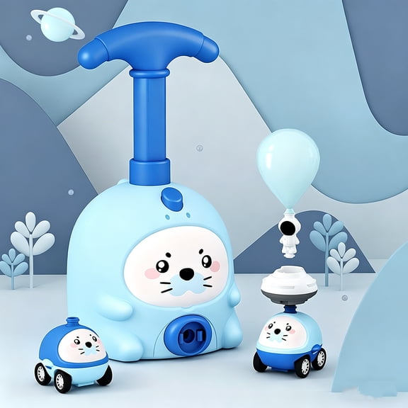 Balloon Powered Car Toy Set - Air Power Racer Vehicle Science Learning Toy with Pump and Animal Pig Design 2 Car and 6 Balloons