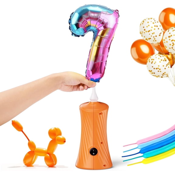 Balloon Pump Electric Balloon Pump Air Balloon Pump Balloon Blower Machine Portable Long Blower Machine Blue/Orange// Electric Balloon Pump Inflator for Party/Wedding/Birthday Decor
