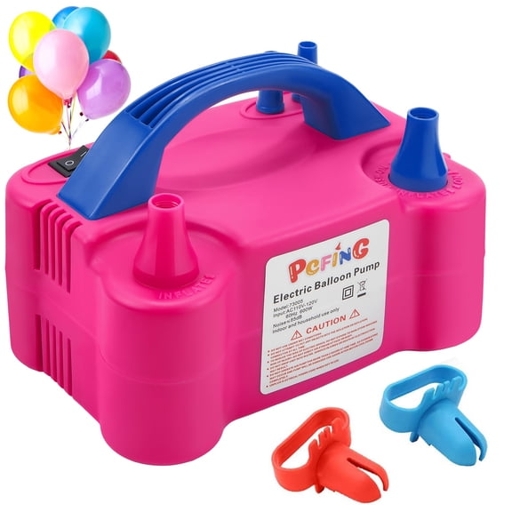 Balloon Pump Electric, Portable Balloons Inflator Blower Machine with Balloon Tie Tool & Dual Nozzle
